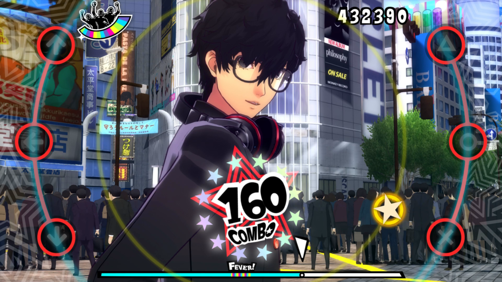 A screenshot of Ren Amamiya/Joker in the PlayStation 4 version of Persona 5: Dancing in Starlight