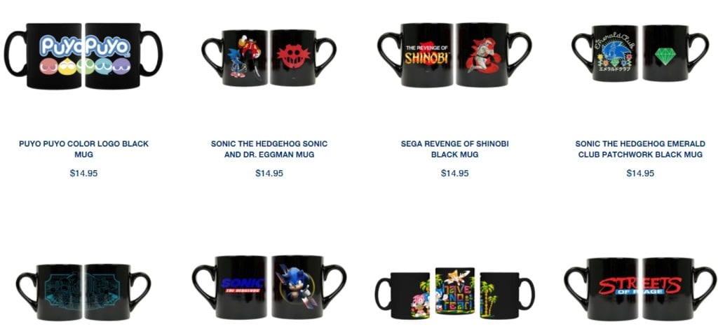 SEGA merchandise mugs
