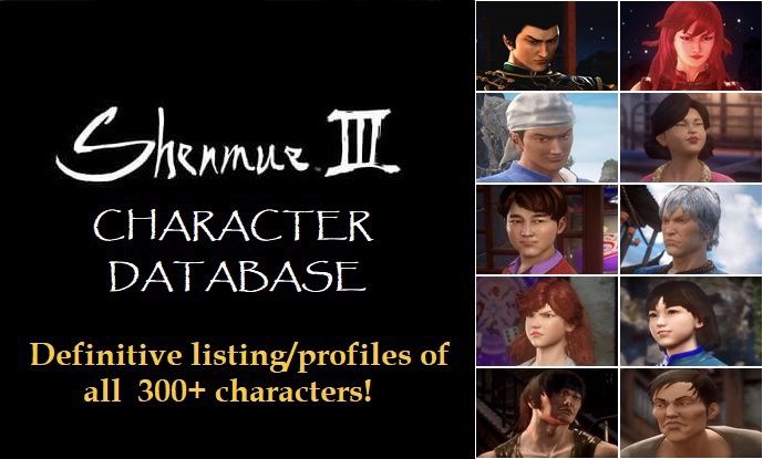 Shenmue III Character Database cover1