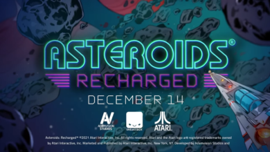 Asteroids Recharged logo and release date