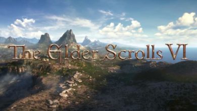 Elder Scrolls VI logo on top of a landscape