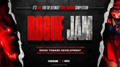 Rogue Jam competition banner promoting $500k prize and more