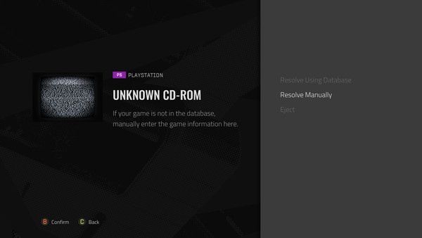 Polymega Unrecognized Games Example