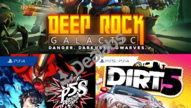 PlayStation Plus January lineup including Deep Rock Galactic, Persona 5 Strikers, and Dirt 5.