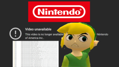 Video unavailable due to Nintendo copyright block, with Toon Link staring angrily