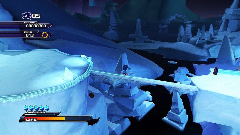 Screengrab from a night stage of Sonic Unleashed.