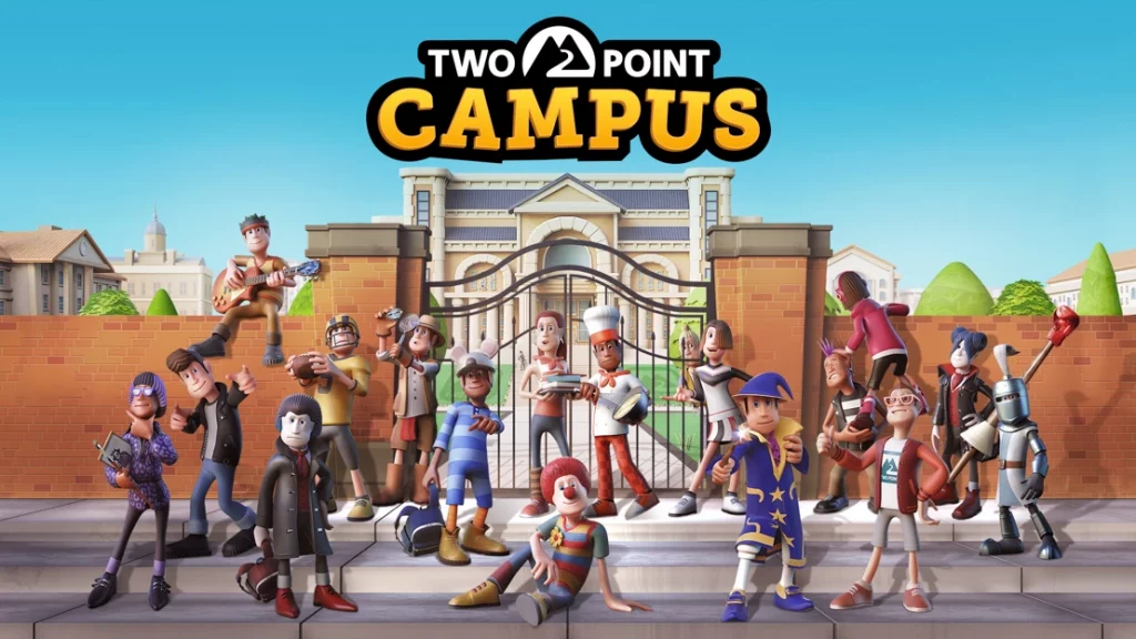 Two Point Campus logo and characters