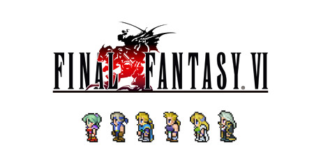 Final Fantasy VI logo with pixel characters underneath