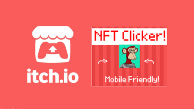 itch.io logo next to NFT clicker game