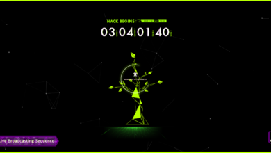 Soul Hackers countdown website with a geometric tree below the timer