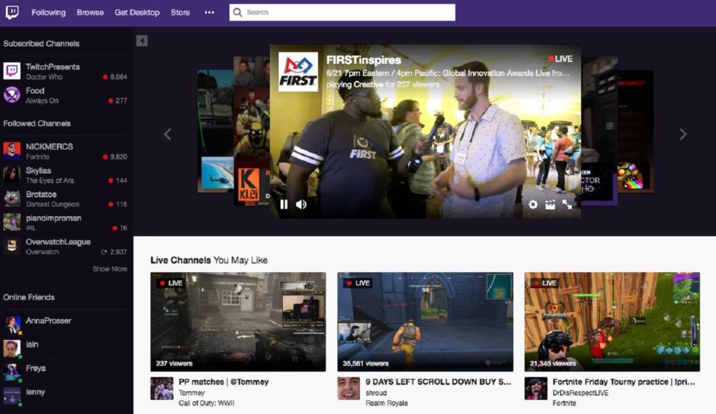 Twitch Homepage