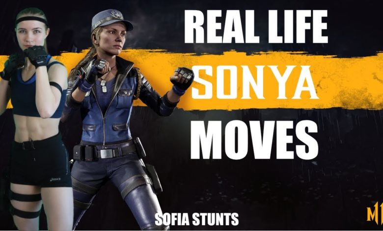 Mortal Kombat stuntwoman doing Sonya Blade's moves