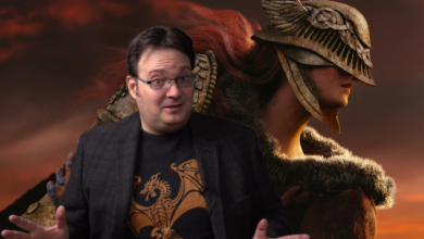Brandon Sanderson next to Elden Ring character Malenia