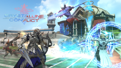 Characters fighting in Crystalline Conflict