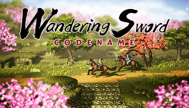 Codename: Wandering Sword logo and banner with two characters riding horses