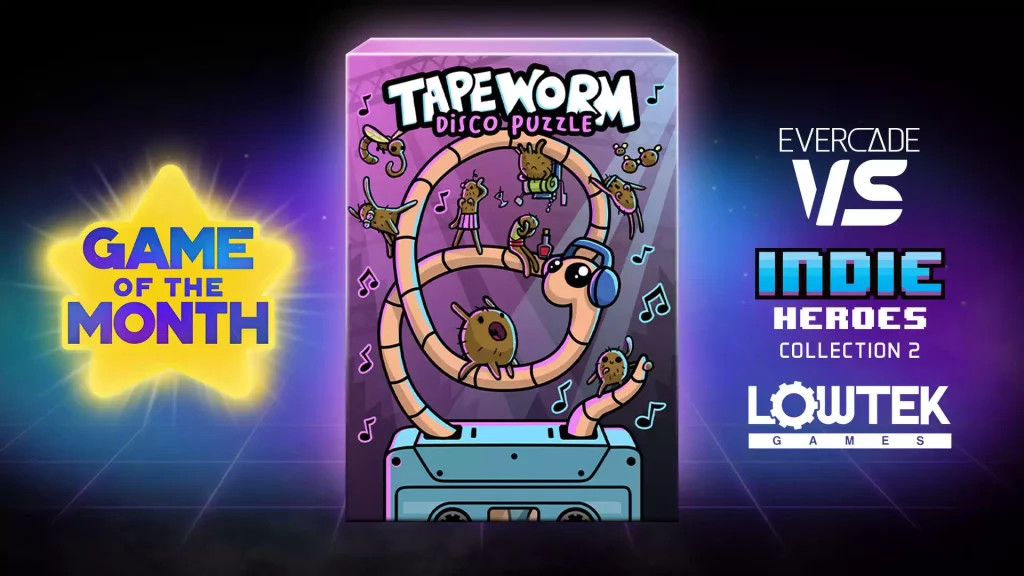 Tapeworm Disco Puzzle keyart and developer logos