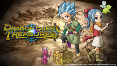 Dragon Quest Treasures logo with Erik and Mia