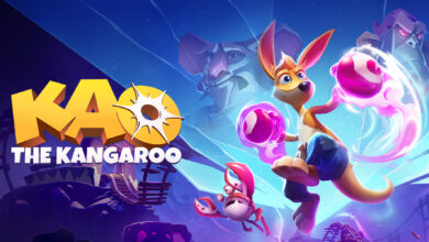 Kao the Kangaroo logo with the titular character on the right