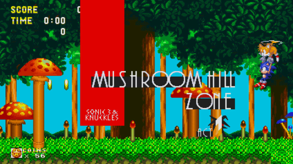 Sonic 3 & Knuckles Mushroom Hill Zone Act 1 screen.