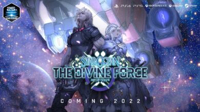 Star Ocean: The Divine Force banner with Raymond and Laeticia