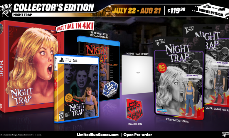 Night Trap Collector's edition includes exclusive figures, the game, and a script
