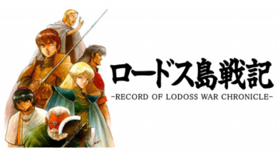 Record of Lodoss War Chronicle logo with characters to the left